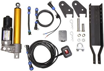 Electric-hydraulic height adjuster for flail mower